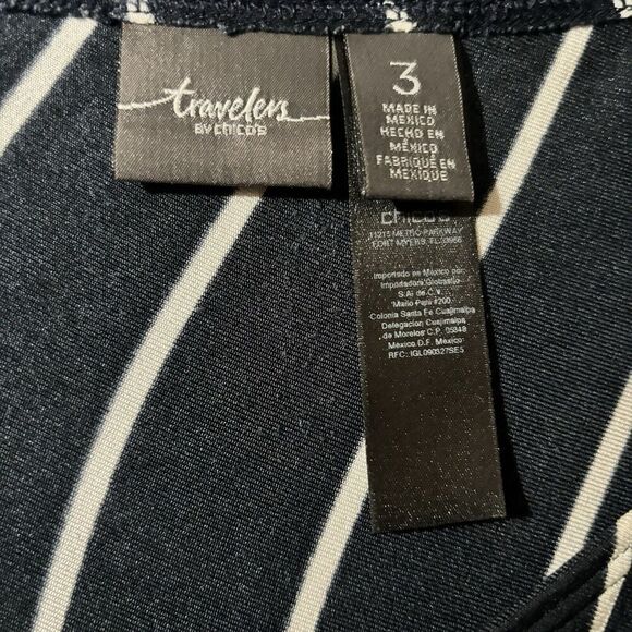 Chicos Travelers Tunic Top Womens XL Multicolor Stripe Acetate Slinky Blouse - Picture 7 of 9